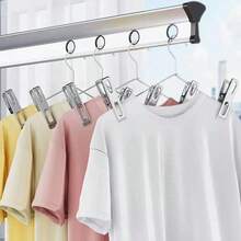 20pcs Stainless Steel Clothespins Heavy Duty Windproof Clips For Laundry Drying Rack Organizer, Multipurpose Pins For Socks Underwear Clothes Hangers Storage Solutions Perfect For Home Kitchen Bedroom - Silver - View 2