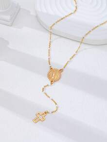 Bộ 4 dây chuyền hình chữ Y mạ vàng nhiều lớp - Dây chuyền kiểu tràng hạt với mặt dây chuyền hình thánh giá và huy chương tôn giáo, trang sức dây chuyền chữ Y dành cho nữ. - Nhiều màu - Xem 11