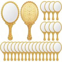 1/4/10/20pcs Retro Handheld Makeup Mirrors Set, With Small Gold/Silver/Rose Gold Embossed Design, Portable Compact Mirrors, Suitable For Princess Theme Party And Travel,Giveaways,Travel,Cheap Stuff,Travel Essential - Multicolor - View 3