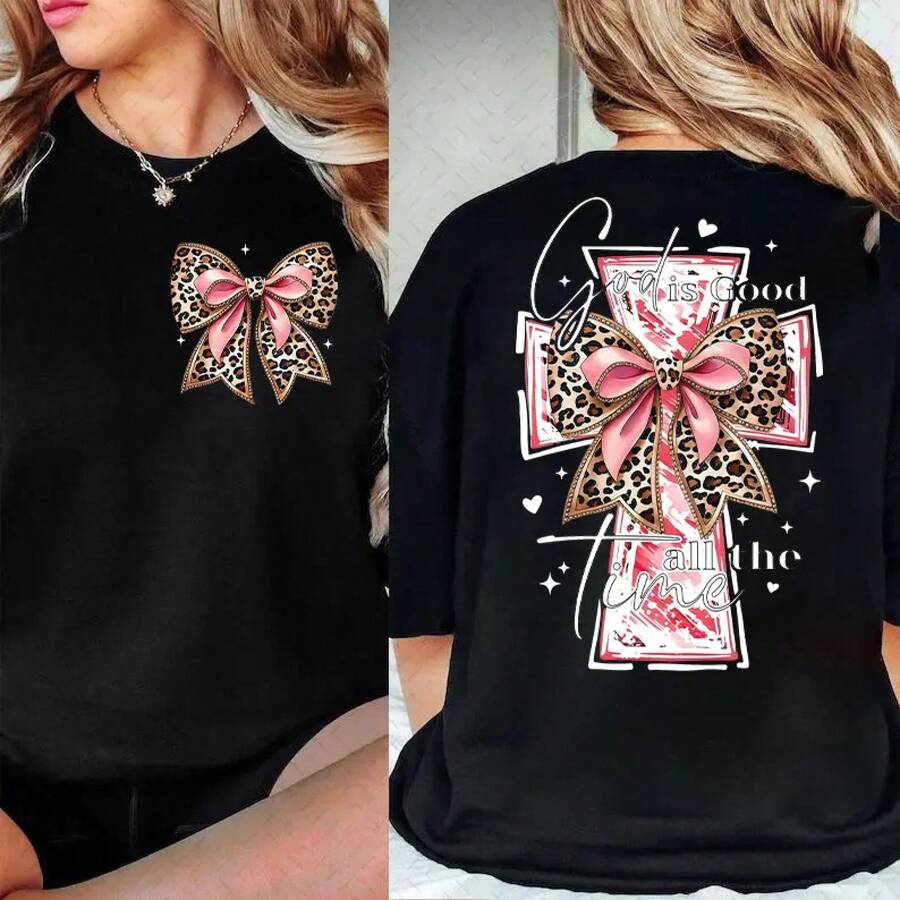 Exprese su fe con estilo – Camiseta 'Dios es bueno en todo momento' para uso diario, cómoda y suave, camiseta de algodón para el día a día. - Negro - Ver 1