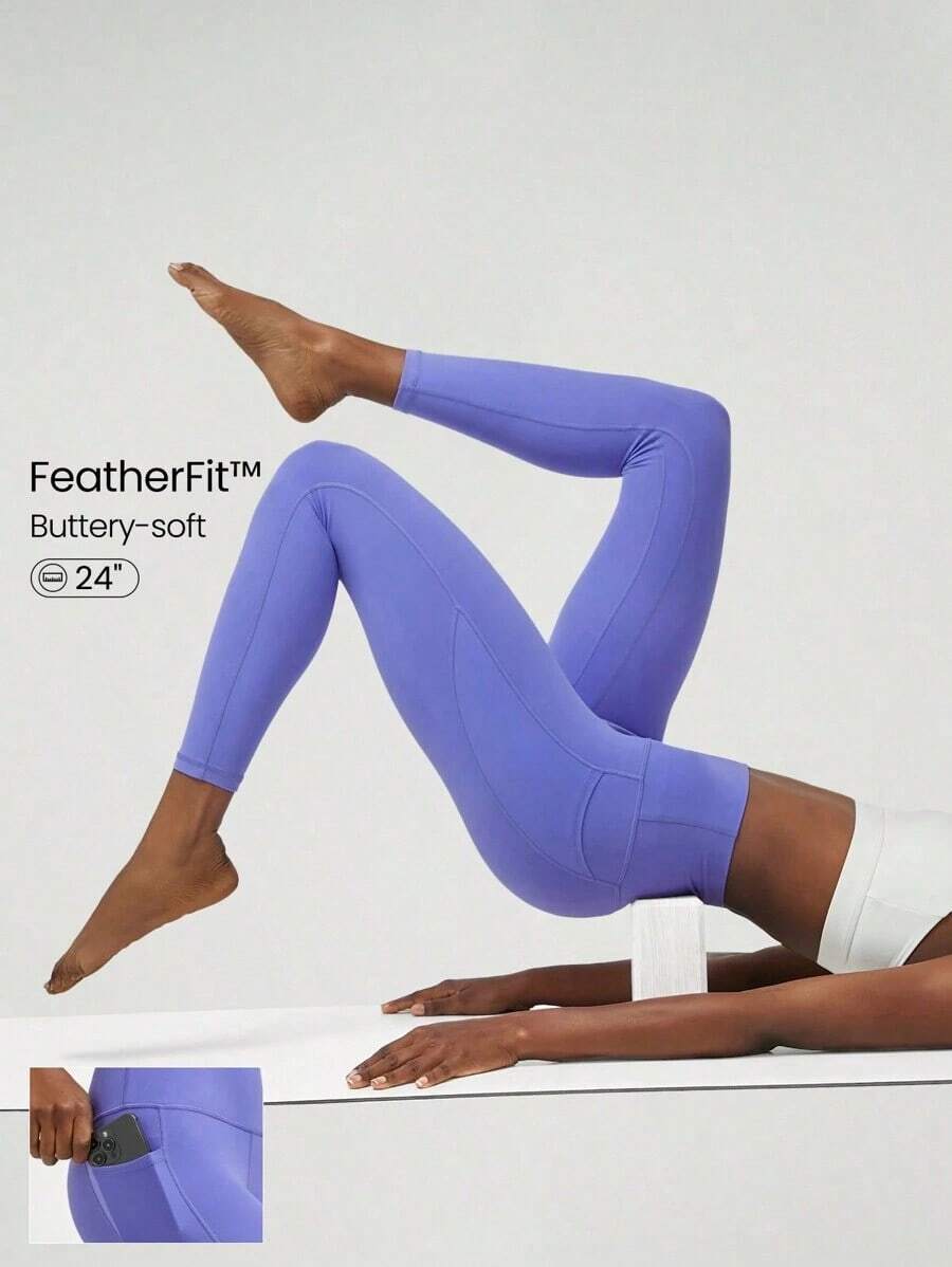 2026 GLOWMODE Featherfit™ High-Waisted Leggings With 24" Side Pocket - 長春花藍 - 查看 1