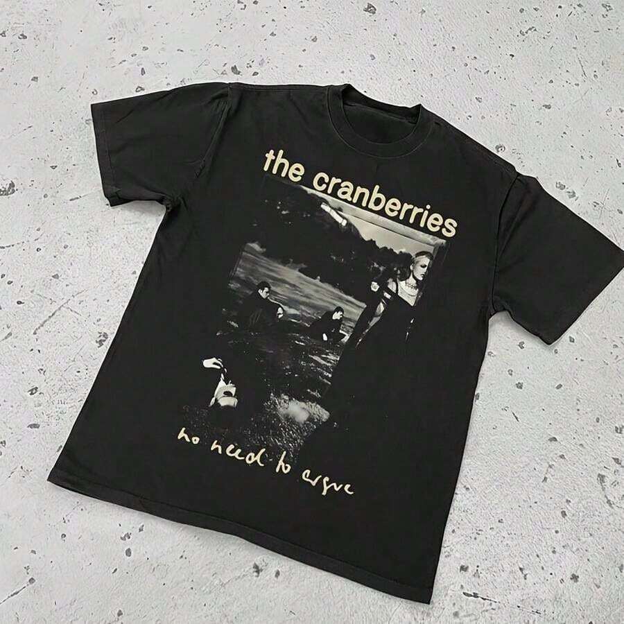 short-sleeveCamiseta vintage de la gira de The Cranberries de 1995, cómoda camiseta vintage100% Cotton - Negro - Ver 1