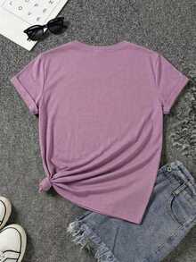 Camiseta de manga corta casual de verano para mujer con estampado de rosa verde y libélula, adecuada para uso diario casual, tela transpirable y ligera, top casual para mujer. | Tops de Verano para Mujer - Negro - Ver 11