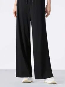 CAMEL CROWN Pantalon décontracté long pour femmes, pantalon ample de protection solaire pour le printemps/été, pantalon de course respirant et léger, pantalon droit ample et décontracté - Noir Fantôme - Voir 5