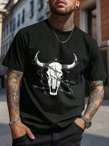 Camisetas básicas de moda para hombres y niños, camisetas gráficas divertidas y casuales, camisetas de algodón de cuello redondo de gran tamaño, diseño de calavera de toro en camiseta blanca, camisetas gráficas geniales para vacaciones para hombres, tallas grandes S-3XL, camisetas gráficas únicas de calidad premium, camisetas de otoño, regalo de cumpleaños para hombres
   -Sudadera con capucha de algodón pesado 100% negra - Negro - Ver 1