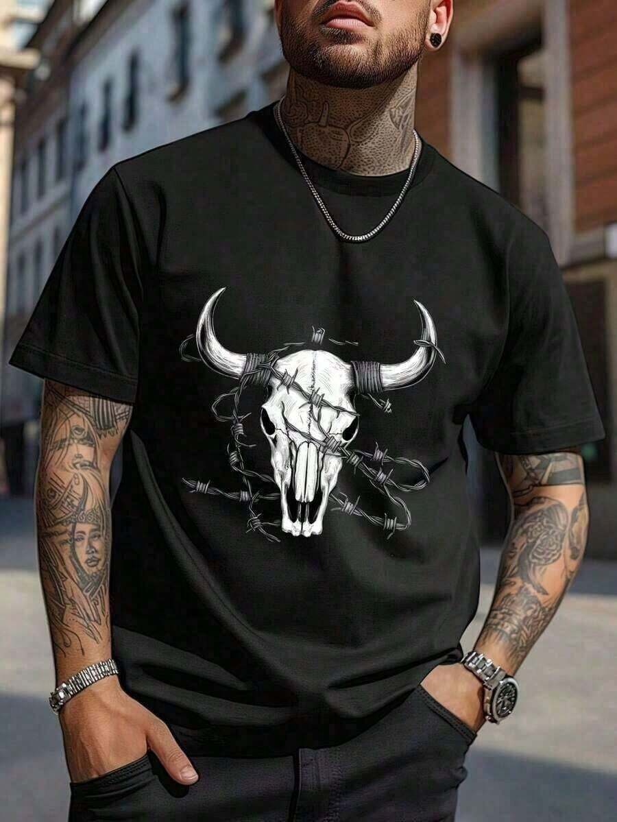 Camisetas básicas de moda para hombres y niños, camisetas gráficas divertidas y casuales, camisetas de algodón de cuello redondo de gran tamaño, diseño de calavera de toro en camiseta blanca, camisetas gráficas geniales para vacaciones para hombres, tallas grandes S-3XL, camisetas gráficas únicas de calidad premium, camisetas de otoño, regalo de cumpleaños para hombres
-Sudadera con capucha de algodón pesado 100% negra - Negro - Ver 1