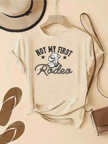 Camiseta de Mujer 100% Algodón Puro, Estilo Bohemio, con Estampado Floral Artístico, Casual, Básica, de Manga Corta, a la Moda. Camiseta de Mujer con Patrón Vintage Bohemio, 100% Algodón, Suave, Transpirable, Cuello Redondo, Manga Corta, Estilo Boho Urbano. - Albaricoque - Ver 7