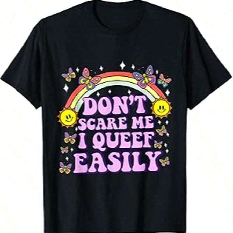 Women's Christmas T-Shirts, Funny Holiday T-Shirts, New Year's T-Shirts With Loving And Humorous Prints For Adults, 100% Cotton, Graphic Printed T-Shirts For Women, Casual Round Neck Short Sleeve T-Shirt, 1 Piece, Fashionable T-Shirt, Breathable And Comfortable. - 尷尬襯衫005 - 查看 1