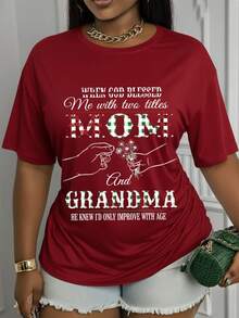 Suave, transpirable y ligera para comodidad durante todo el día. Camiseta casual estampada para mujer con la frase: "Cuando Dios me bendice, tengo dos títulos: mamá y abuela". De manga corta, cuello redondo, esta camiseta casual de verano es cómoda y versátil, adecuada para uso casual y en casa - lavable a máquina y cómoda. Cuello clásico con corte relajado que favorece todas las formas del cuerpo y es fácil de combinar con jeans, shorts y leggings. - Negro - Ver 9