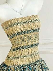 fsvsElamini Vestido de bandeau casual con estampado de vacacionessdvs 4QNE - Verde Oliva - Ver 4