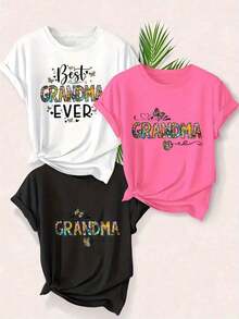 3 streetwear, Top oversized cuello redondo daily outings, camping, concerts, hip-hop, rock, and rap events Artículo de moda: Camiseta casual de manga corta para mujer. Camiseta con estampado "La Mejor Abuela" y "Abuela Reina", camiseta de manga corta con cuello redondo para mujer, top deportivo casual de algodón puro y transpirable, regalo para las fiestas, prenda de vestuario de primavera, camiseta para uso diario, estilo divertido, camiseta estampada, material ligero, ajuste cómodo, top estampado, top casual, regalo para la abuela, moda femenina, camiseta para mujer. - Negro - Ver 8