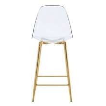Set Of 4 Transparent Bar Stools With Acrylic Seats And Metal Frames In Silver/Gold/Black. Modern Design Chairs For Kitchen, Bar, Or Dining Room (Chairs Only, Table Not Included). - 金色 - 查看 5