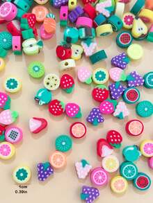 100pcs/set Fashionable Fruit Shaped Clay Beads For Bracelet & Necklace Making (random Style) - Multicolor - View 6