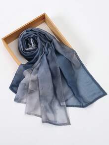 1 pieza Pañuelo de mujer de moda con estampado de teñido anudado, velo de voile, pañuelo estampado, pañuelo bohemio de alta gama con teñido anudado, pañuelo estampado de alta calidad con bordes anchos, chal suave y cómodo con protección UV, multiusos, estilo bohemio, apto para uso diario, todas las estaciones - azul grisáceo - Ver 7