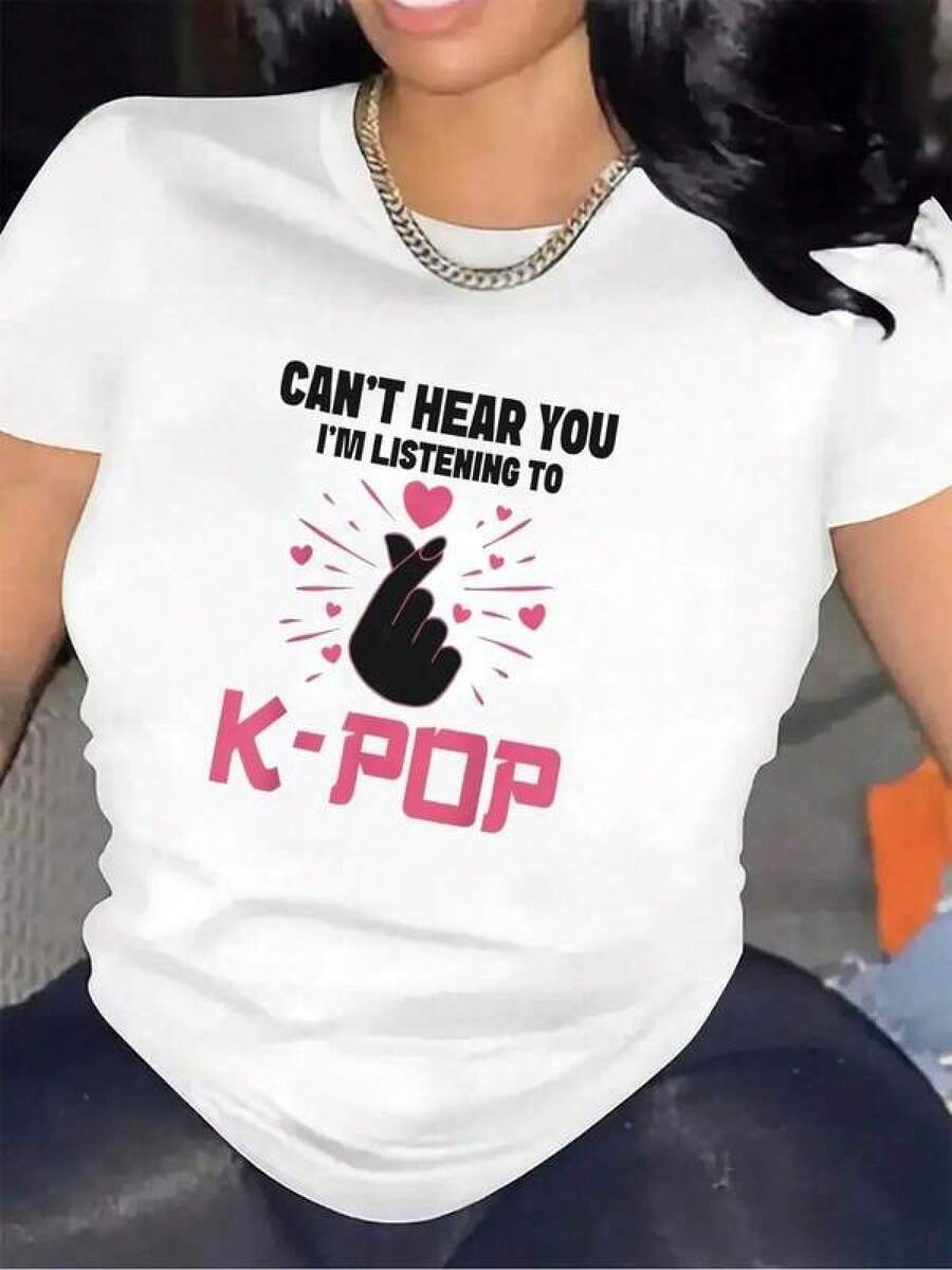 Camiseta de manga corta | Durable Fabric, Comfortable Fit, Lightweight And Breathable, Fun K-Pop Design, Crew Neck, Print Pattern, Ideal For Casual Wear And Everyday UsePlayeras De Mujer Algodon Blusas Frescas Para El Calor Blusas Dama Playeras De Dama Playeras Mujer Blusa Blanca Playeras Basicas De Mujer Blusas Oversize Para Dama Playeras Oversize De Mujer  Y2k Mujer Verano Camisetas De Mujer Algodón Playeras Para Mujer Blusas Casuales Para Dama Envio Nacional - Blanco - Ver 1