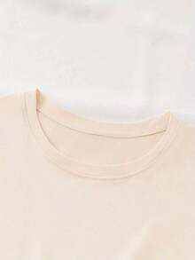 1 Pieza de Camiseta Casual de Moda para Hombres y Mujeres con Estampado de Letras, Manga Corta, Cuello Redondo, Top Casual para Verano y Primavera, Ropa de Mujer, Camiseta de Algodón Cómoda, Versátil, Fácil de Combinar, Uso Diario, Estilo Urbano, Atuendo para Vacaciones, Atuendo de Fin de Semana. - Albaricoque - Ver 4