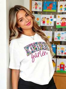 Camiseta para Maestro de Jardín de Infancia, Camiseta para Maestro de Jardín de Infancia, Camiseta para Equipo de Jardín de Infancia, Camiseta de Regalo de Agradecimiento para Maestros de Regreso a Clases, Camiseta Estampada.Ropa de verano para mujer, ropa de vacaciones para mujer, elegante, transpirable y cómoda. - Blanco - Ver 6