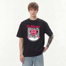 Boy Camiseta De Manga Corta Estilo Americano Con Estampado Llamativo, Camiseta De AlgodóN Puro Para Hombre De Verano, Top De Manga Corta Para Parejas. - Negro - Ver 9