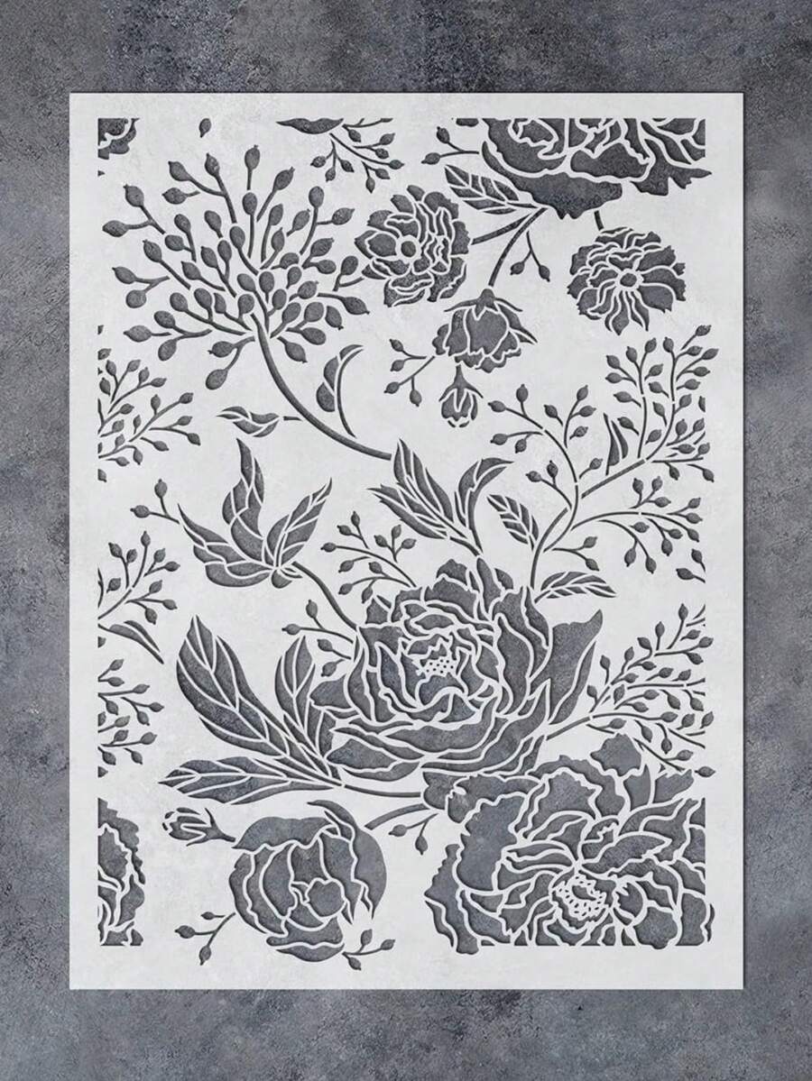 12x16 Inch Reusable Floral Wall Stencil Template, Suitable For Walls, Furniture, Tiles, Fabrics, Doors, Glass - Multipurpose Painting Stencil For DIY Drawn Borders, Patterns, Murals - Single Piece - View 1
