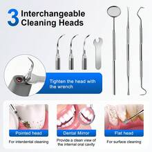 Hailicare 可視化超音波牙齒清潔器，5種模式，500萬像素HD攝像頭，IPX6防水，Type-C充電，便攜式牙科清潔工具，灰色 - 查看 6