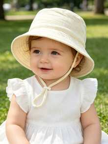 1pc Bohemian Floral Pattern Kids Bucket Hat, With Adjustable Chin Strap, Breathable Sun Protection, Suitable For Toddlers - 1PC - View 3