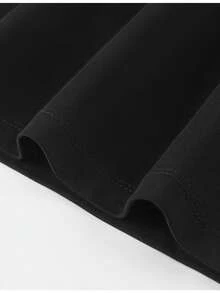 Camiseta de Verano Moderna de Algodón, Holgada, de Cuello Redondo, Versátil, Cómoda y Casual para Mujer, Blusa de Manga Corta para Uso Diario, Juvenil y a la Moda - Negro - Ver 5