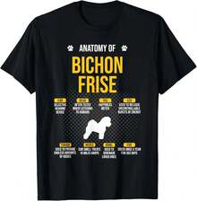 Anatomy Of Bichon Frise Dog Lover T-Shirt men and women can wear, black, white, gifts - Negro - Ver 1