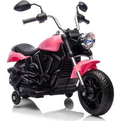 12V Kids Electric Motorcycle - 3-Wheel Battery Powered Ride-On Toy With Training Wheels, Headlight, Horn, Music, Reverse - Perfect Motorbike For Boys & Girls Ages 3-5