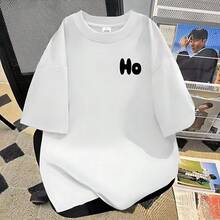 Camiseta unisex de manga corta con estampado de letras, 100% algodón, ideal para el verano. Estilo sencillo y versátil, perfecta para hacer ejercicio, practicar yoga y para el uso diario en deportes. - Blanco - Ver 1
