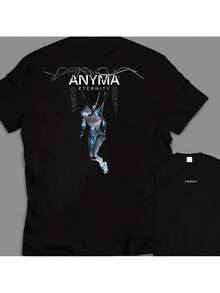Camiseta de Corte Holgado AnymaADAM - Estampado Retro-Futurista de Robot y Logotipo ANYMA Eternal, Transpirable, Cuello Redondo, Manga Corta, Ropa Deportiva Casual y de Fitness, Lavable a Máquina, Camiseta de Verano, Diseño de Marca Exclusivo, 100% Algodón. - Negro, doble cara - Ver 6