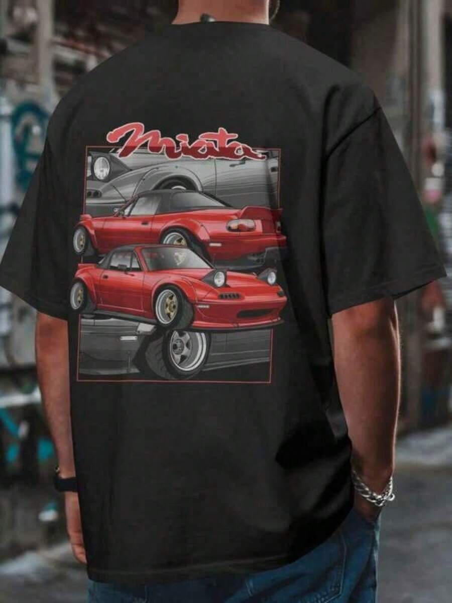 2026 Men's Women's Fun T Shirt, Graphic Shirt Cotton, Miata Graphic TShirt Stanced Drift Sport Car JDMs Fans Casual Unisex Streetwear,180g 100% Cotton Racing, Fashion Y2k Short Sleeve, Hip Hop Tshirt, For Summer, Y2K,Over Sized Shirt Men Size 4Y-13Y, S-XXXL, Tween Boy Clothes, Kids Clothes Boys, Women's T-Shirt, Perfect Gift For Father's Day And World Environment Day, Independence Day, Family Matching - màu đen - Xem 1