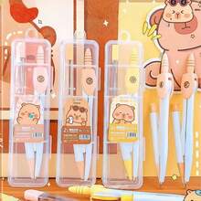 2pcs Cute Capybara Compass Set Drawing Tools, Random Color & Style (Compass + Lead Refill/Set), 2B Automatic Pencil Lead Compass, Suitable For School And Art Projects, Suitable For Teaching And Architectural Sketching, Suitable For Students, Schools, Offices And Various Educational Scenarios. Back To School Season, Learning Supplies, Art Supplies, Office Desk Accessories. Educational Tools For School, School Engineering - Multicolor - View 1