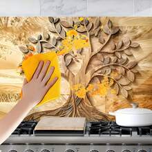 Kitchen Wallpaper Self Adhesive Oil Proof Sticker Waterproof Backsplash Wall Protector Film Removable Paper For Cupboard 30 X 16 Inch (Tree 2, 30L X16W) - 顏色 - 查看 7