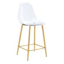 Set Of 4 Transparent Bar Stools With Acrylic Seats And Metal Frames In Silver/Gold/Black. Modern Design Chairs For Kitchen, Bar, Or Dining Room (Chairs Only, Table Not Included). - 金色 - 查看 1