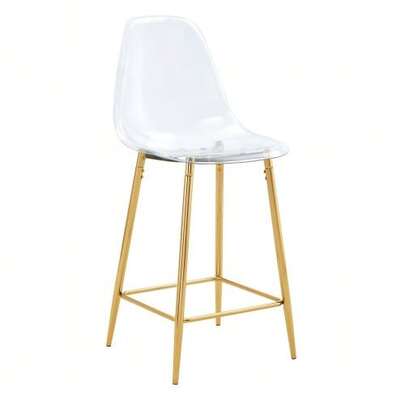 Set Of 4 Transparent Bar Stools With Acrylic Seats And Metal Frames In Silver/Gold/Black. Modern Design Chairs For Kitchen, Bar, Or Dining Room (Chairs Only, Table Not Included).