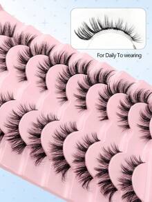 Asiteo 9 Pairs Fluffy Lashes,Natural Lashes,Fluffy Wispy And Soft Natural Lashes,Cat Eyelashes,Reusable,For Used Daily Makeup Extensions Suitable For Beginner Friendly - 黑色 - 查看 4