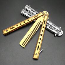 1pc Fashionable & Practical Butterfly Shaped Folding Comb, Portable Design, Durable Teeth, Long-Lasting Handle, Easy To Use, Made Of Premium Stainless Steel. Available In 4 Colors - Multicolor - View 3