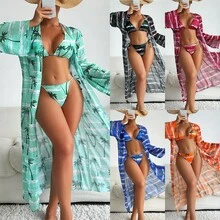 Nuevo traje de baño de tres piezas para mujer, con estampado de tela especial y estilo moderno. - Patrón 5 - Ver 2