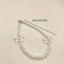 Nuevo accesorio de moda hecho a mano con cuentas, cristales de oro y perlas para teléfono, accesorio versátil - Blanco - Ver 6