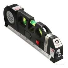 Fixit 3-Bubble Laser Level Tape Measure Ruler Horizontal Vertical Cross Black - A - View 1