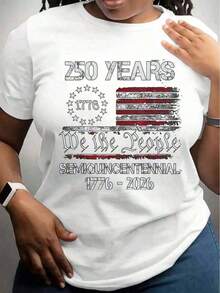 2026 Verano Tops2026 Verano Ropa Unisex 250º Aniversario Conmemorativo Camiseta 1776-2026 Patriótico Angustiado Estadounidense Bandera & Nosotros El Personas Imprimir, Tops Mujeres Para Primavera & Verano Gráfico Camisetas Para Deporte AmantesRelajados Y VeranoCómodo Topssummer Ropa de verano fresca para mujer - Blanco - Ver 1