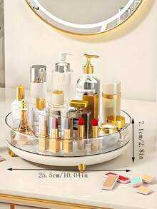 Heavy-Duty Makeup Organizer Offering 360 Spin Smoothly Movement To Find Items Fast Modern Clear Round Perfume Tray For Women Girls Western Minimalist Skincare Holder Ideal For Vanity Bathroom Counter Use Display Stand Beauty Organization - Multicolor - View 8