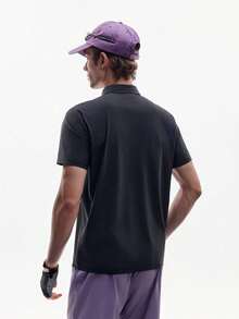 TECTOP Men's Golf Polo Shirt, Comfortable & Breathable, Button Design, Suitable For Outdoor Sports & Fitness - Black - View 2