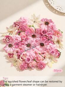 50/100pcs Artificial Flower Heads, Small/Medium/Large Fake Flowers, Mini Daisy Flowers, Suitable For Wedding Crafts, Home Decor, Party And More - Pink - View 14