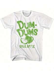 Camisetas Premium Casuales Unisex Bonitas   Camiseta DUM-DUMS Sour Apple Retro 60's Pops con Estampado Gráfico   Camiseta de Algodón Casual para Uso Diario - Blanco - Ver 1