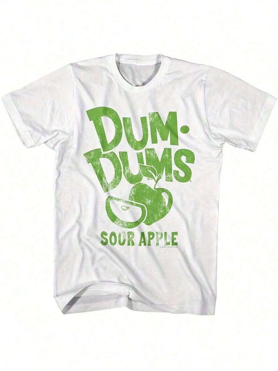 Camisetas Premium Casuales Unisex Bonitas Camiseta DUM-DUMS Sour Apple Retro 60's Pops con Estampado Gráfico Camiseta de Algodón Casual para Uso Diario - Blanco - Ver 1