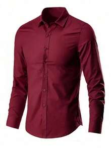 Premium Quality Slim Men's Dress Shirt - Excellent Finish - Burgundy - View 2