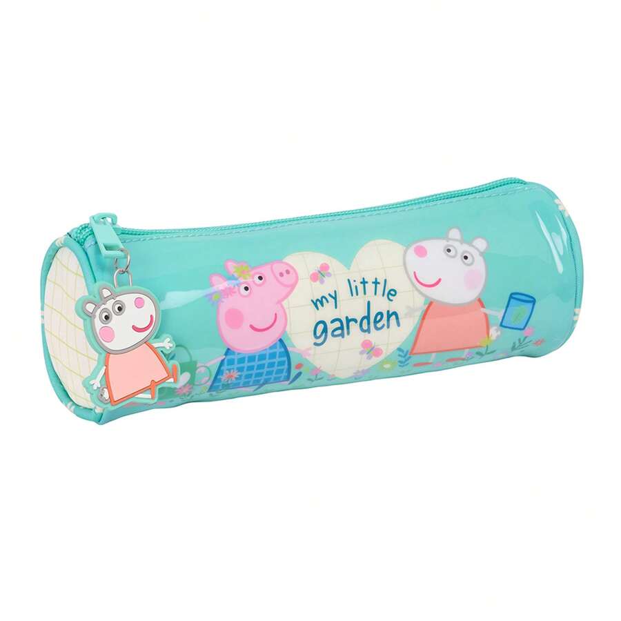Safta | Triple Pencil Case Peppa Pig Kids School Case With 3 Compartments With Zipper And Central Inner Pocket, Organizer For Back To School, Turquoise, Inc - Redondo - Portatodo - View 1