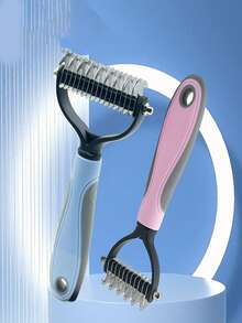 1pc Pet Grooming Brush, Dog & Cat Deshedding Tool, Undercoat Rake For Removing Loose Hair - View 5