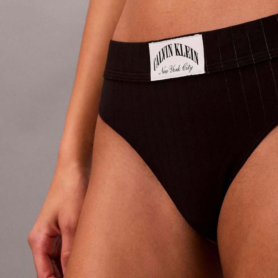 Calvin Klein Calvinklein Heritage Classic Cotton Stretch Thong Underwear Women Panties QF8711 - 黑色 - 查看 1